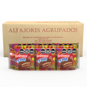 Alfajores agrupados Las Colonias Dobles Negros 40 x 6u x 30g